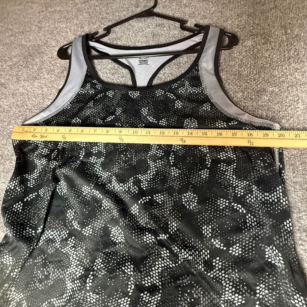 Champion Duo Dry XXL Womens Black‎ Grey Geometric Racerback Activewear Tank Top - Picture 6 of 7